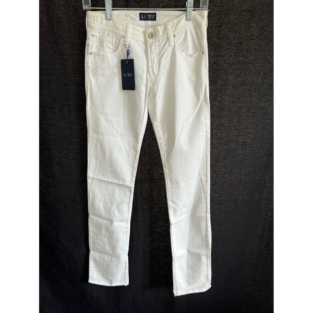 $215 NWT Authentic Armani Jeans Women's White Low Rise Straight Leg  IT 24 US 24
